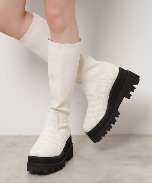 セール】ニットロングブーツ（ブーツ）｜ESPERANZA（エスペランサ）の