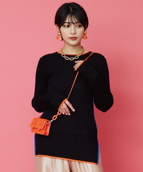 JETSET SOLO PLUS （ジェットセットソロプラス）の「【FONT LAB】カラーラインリブニット（ニット/セーター・レディース・オフホワイト/グレー/ブラック・FREE）」の2枚目の写真