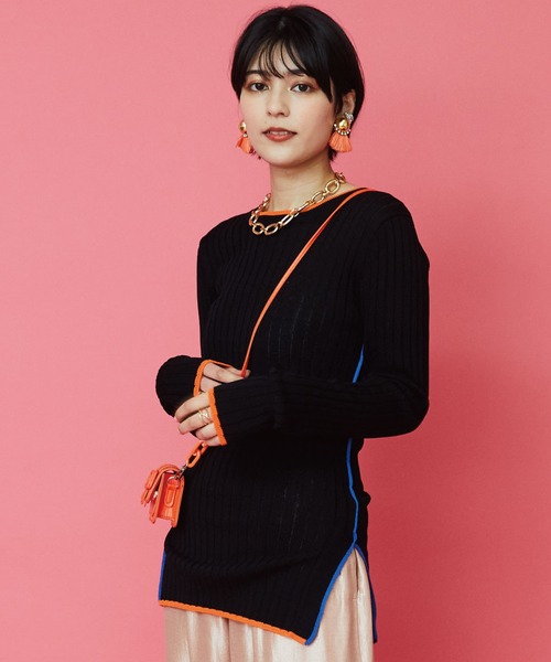 JETSET SOLO PLUS （ジェットセットソロプラス）の「【FONT LAB】カラーラインリブニット（ニット/セーター・レディース・オフホワイト/グレー/ブラック・FREE）」の6枚目の写真