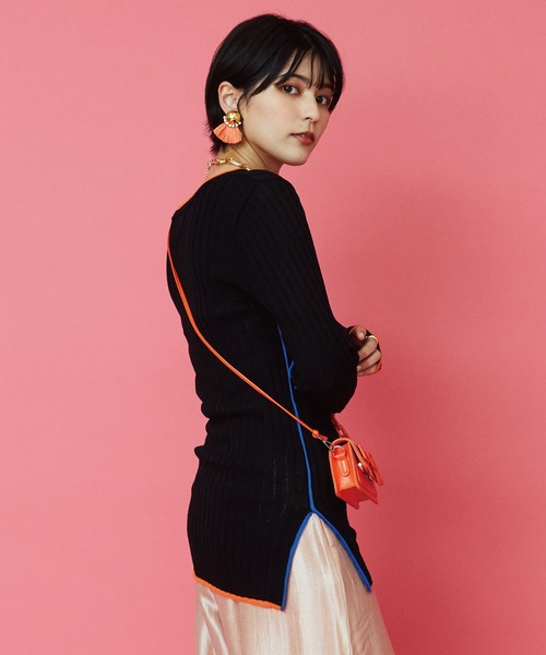 JETSET SOLO PLUS （ジェットセットソロプラス）の「【FONT LAB】カラーラインリブニット（ニット/セーター・レディース・オフホワイト/グレー/ブラック・FREE）」の7枚目の写真