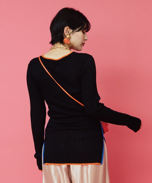 JETSET SOLO PLUS （ジェットセットソロプラス）の「【FONT LAB】カラーラインリブニット（ニット/セーター・レディース・オフホワイト/グレー/ブラック・FREE）」の8枚目の写真