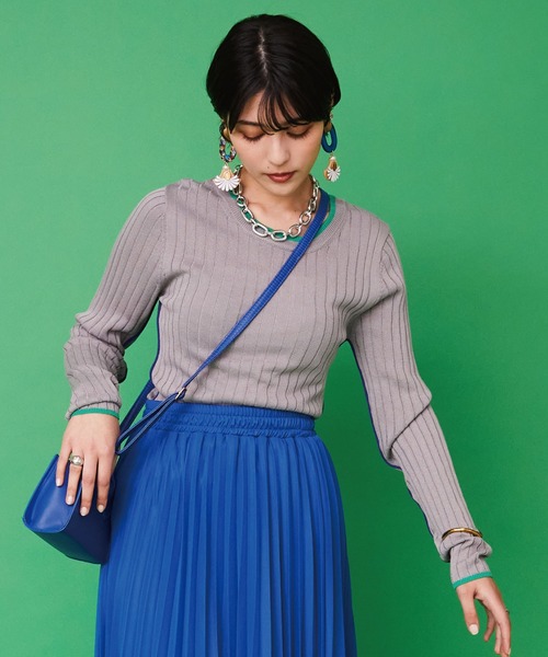 JETSET SOLO PLUS （ジェットセットソロプラス）の「【FONT LAB】カラーラインリブニット（ニット/セーター・レディース・オフホワイト/グレー/ブラック・FREE）」の9枚目の写真