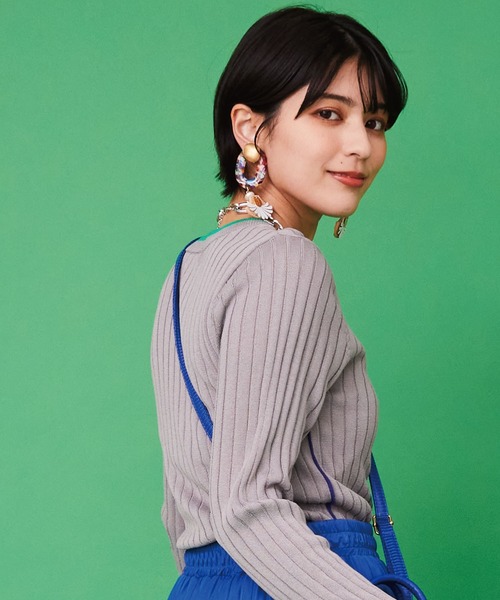 JETSET SOLO PLUS （ジェットセットソロプラス）の「【FONT LAB】カラーラインリブニット（ニット/セーター・レディース・オフホワイト/グレー/ブラック・FREE）」の13枚目の写真