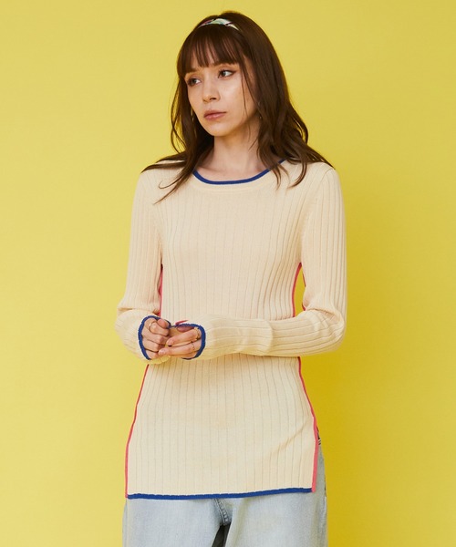 JETSET SOLO PLUS （ジェットセットソロプラス）の「【FONT LAB】カラーラインリブニット（ニット/セーター・レディース・オフホワイト/グレー/ブラック・FREE）」の14枚目の写真