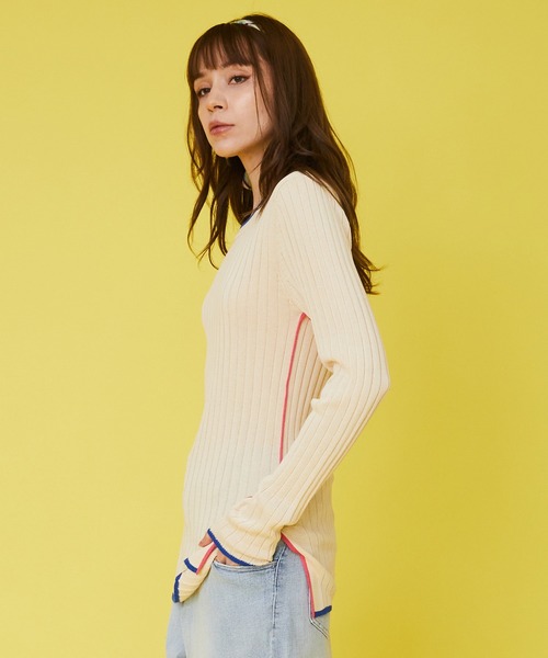 JETSET SOLO PLUS （ジェットセットソロプラス）の「【FONT LAB】カラーラインリブニット（ニット/セーター・レディース・オフホワイト/グレー/ブラック・FREE）」の16枚目の写真