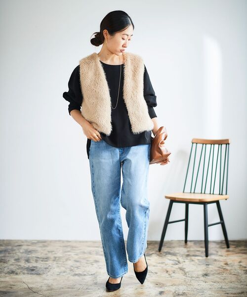 le.coeur blanc（ルクールブラン）の「裏起毛ストレッチドルマンプルオーバー（Tシャツ/カットソー・レディース・オレンジ/グレイッシュベージュ/ブラック・38）」の4枚目の写真