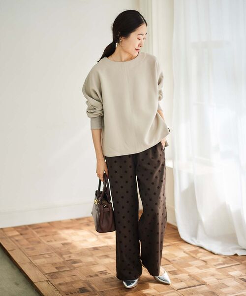 le.coeur blanc（ルクールブラン）の「裏起毛ストレッチドルマンプルオーバー（Tシャツ/カットソー・レディース・オレンジ/グレイッシュベージュ/ブラック・38）」の9枚目の写真