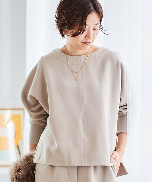 le.coeur blanc（ルクールブラン）の「裏起毛ストレッチドルマンプルオーバー（Tシャツ/カットソー・レディース・オレンジ/グレイッシュベージュ/ブラック・38）」の10枚目の写真