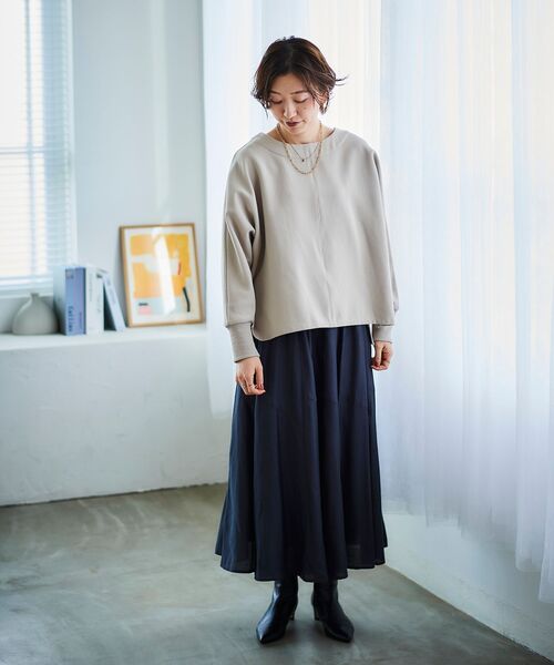 le.coeur blanc（ルクールブラン）の「裏起毛ストレッチドルマンプルオーバー（Tシャツ/カットソー・レディース・オレンジ/グレイッシュベージュ/ブラック・38）」の15枚目の写真