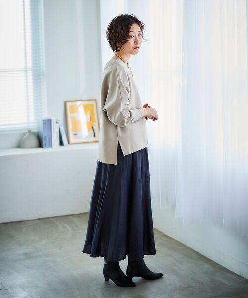 le.coeur blanc（ルクールブラン）の「裏起毛ストレッチドルマンプルオーバー（Tシャツ/カットソー・レディース・オレンジ/グレイッシュベージュ/ブラック・38）」の16枚目の写真