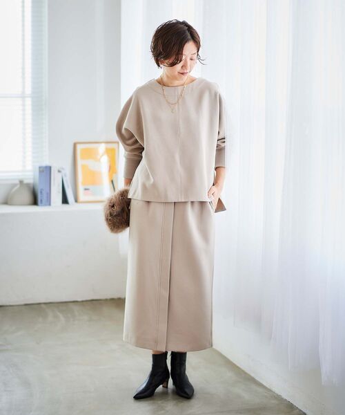 le.coeur blanc（ルクールブラン）の「裏起毛ストレッチドルマンプルオーバー（Tシャツ/カットソー・レディース・オレンジ/グレイッシュベージュ/ブラック・38）」の18枚目の写真