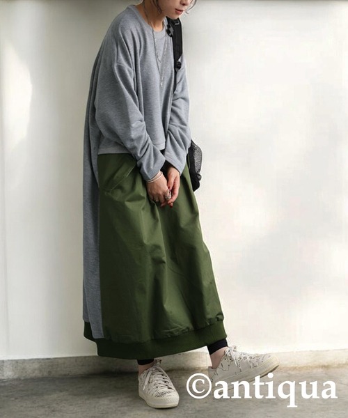 antiqua(アンティカ)の「ドッキングロングスリーブワンピース(ワンピース・レディース・杢グレー/ブラック・ONESIZE)」の14枚目の写真