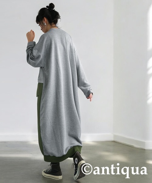 antiqua(アンティカ)の「ドッキングロングスリーブワンピース(ワンピース・レディース・杢グレー/ブラック・ONESIZE)」の13枚目の写真