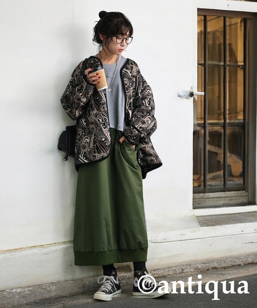 antiqua(アンティカ)の「ドッキングロングスリーブワンピース(ワンピース・レディース・杢グレー/ブラック・ONESIZE)」の16枚目の写真