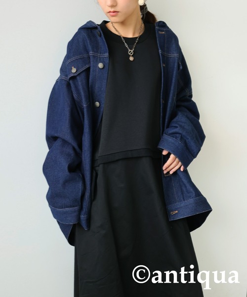 antiqua(アンティカ)の「ドッキングロングスリーブワンピース(ワンピース・レディース・杢グレー/ブラック・ONESIZE)」の10枚目の写真