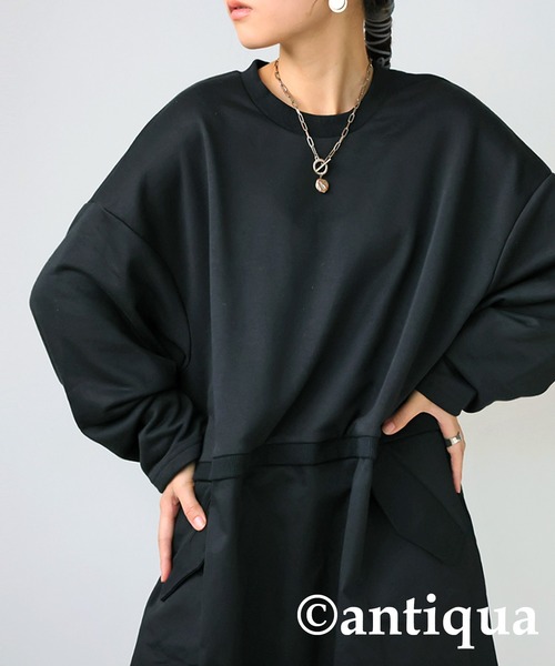 antiqua(アンティカ)の「ドッキングロングスリーブワンピース(ワンピース・レディース・杢グレー/ブラック・ONESIZE)」の7枚目の写真