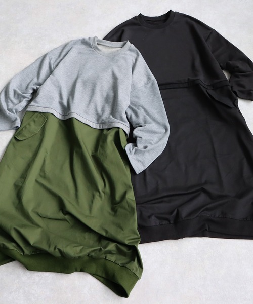 antiqua(アンティカ)の「ドッキングロングスリーブワンピース(ワンピース・レディース・杢グレー/ブラック・ONESIZE)」の17枚目の写真