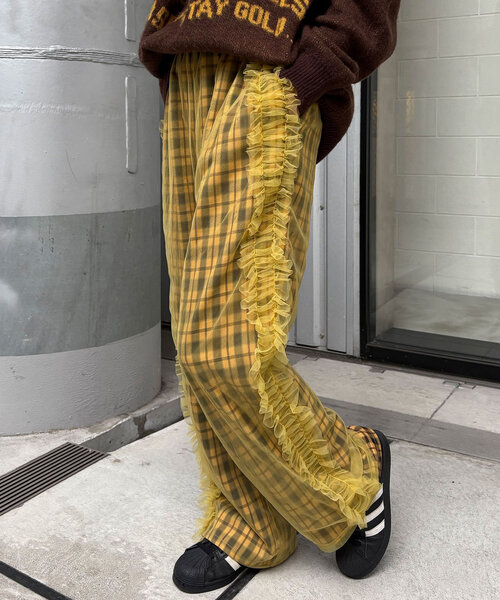 CIAOPANIC(チャオパニック)の「チュールレイヤードチェックパンツ(その他パンツ・レディース・レッド/オフホワイト/イエロー・ONE SIZE)」の5枚目の写真