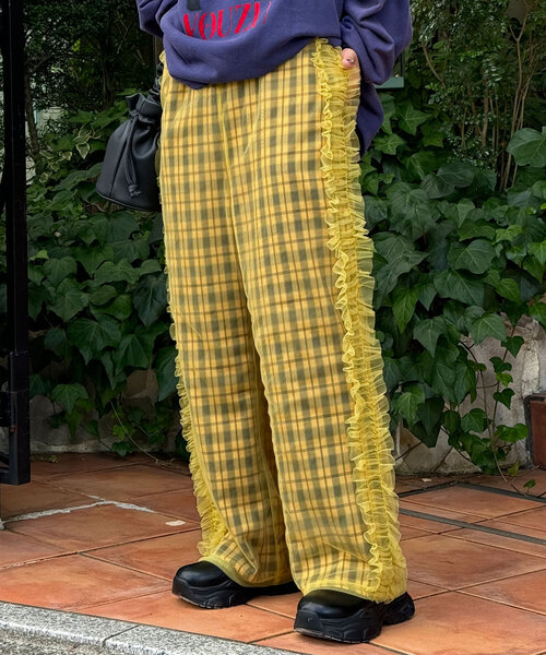 CIAOPANIC(チャオパニック)の「チュールレイヤードチェックパンツ(その他パンツ・レディース・レッド/オフホワイト/イエロー・ONE SIZE)」の10枚目の写真