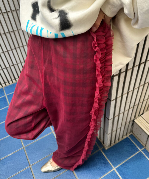 チュールレイヤードチェックパンツ（その他パンツ）｜CIAOPANIC