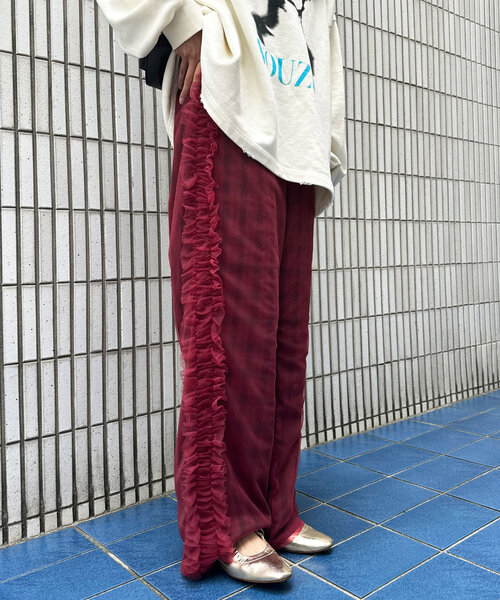 チュールレイヤードチェックパンツ（その他パンツ）｜CIAOPANIC