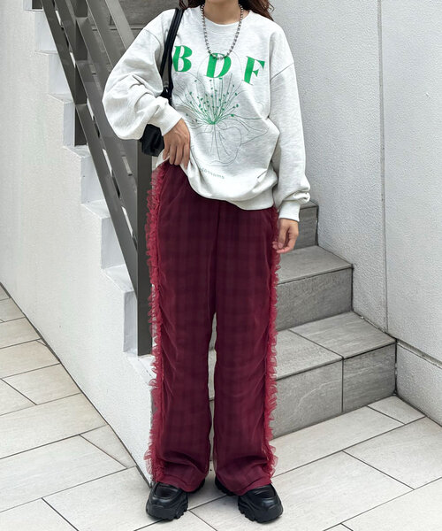 チェックパンツ　plage plage（プラージュ）の「チェックドロストストレートパンツ