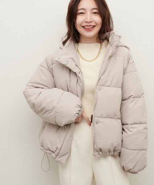 クリーム色 フード付き ダウンジャケット セール】フード中綿ジャケット（ダウンジャケット/コート）｜natural