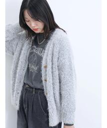 Samansa Mos2 blue | メランジフェザーVカーディガン(カーディガン/ボレロ)