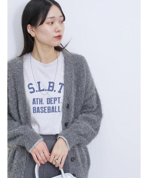 Samansa Mos2 blue（サマンサモスモスブルー）の「メランジフェザーVカーディガン（カーディガン/ボレロ・レディース・チャコールグレー/キナリ/サックスブルー・F）」の5枚目の写真