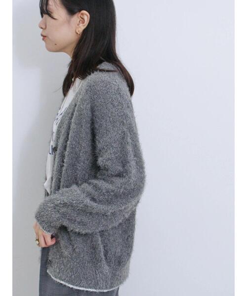 Samansa Mos2 blue（サマンサモスモスブルー）の「メランジフェザーVカーディガン（カーディガン/ボレロ・レディース・チャコールグレー/キナリ/サックスブルー・F）」の8枚目の写真