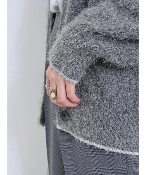 Samansa Mos2 blue（サマンサモスモスブルー）の「メランジフェザーVカーディガン（カーディガン/ボレロ・レディース・チャコールグレー/キナリ/サックスブルー・F）」の10枚目の写真
