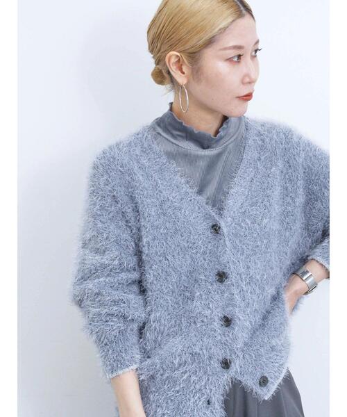 Samansa Mos2 blue（サマンサモスモスブルー）の「メランジフェザーVカーディガン（カーディガン/ボレロ・レディース・チャコールグレー/キナリ/サックスブルー・F）」の13枚目の写真