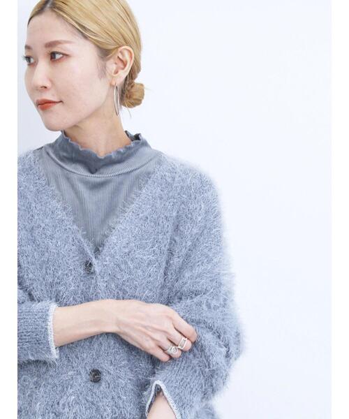 Samansa Mos2 blue（サマンサモスモスブルー）の「メランジフェザーVカーディガン（カーディガン/ボレロ・レディース・チャコールグレー/キナリ/サックスブルー・F）」の14枚目の写真