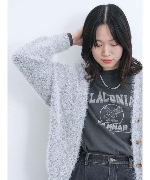 Samansa Mos2 blue（サマンサモスモスブルー）の「メランジフェザーVカーディガン（カーディガン/ボレロ・レディース・チャコールグレー/キナリ/サックスブルー・F）」の20枚目の写真