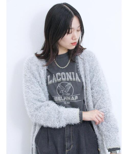 Samansa Mos2 blue（サマンサモスモスブルー）の「メランジフェザーVカーディガン（カーディガン/ボレロ・レディース・チャコールグレー/キナリ/サックスブルー・F）」の21枚目の写真