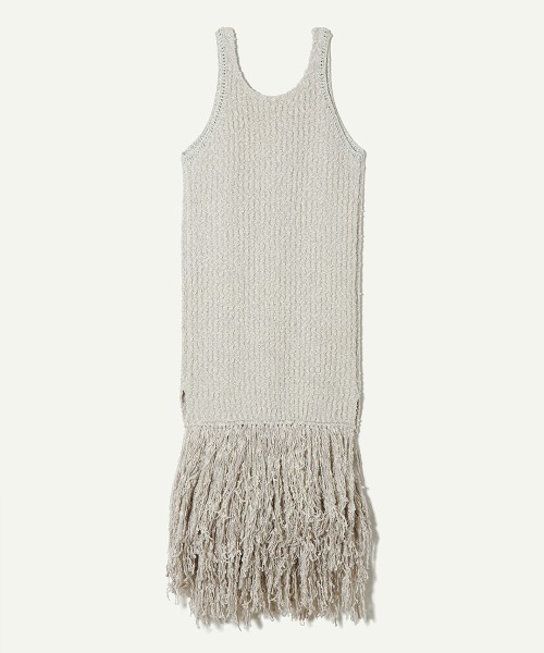 leinwande（ラインヴァンド）の「【leinwande】Hand Fringe Knit Dress（ワンピース・レディース・グレー/ブラック・ONE SIZE）」の4枚目の写真