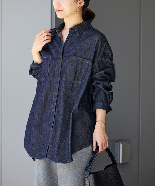 JOURNAL STANDARD(ジャーナルスタンダード)の「《追加4》ライトオンスデニムシャツ(シャツ/ブラウス・レディース・ネイビー/ブルー系その他・FREE)」の6枚目の写真