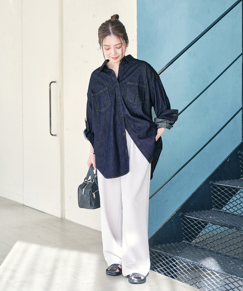 JOURNAL STANDARD(ジャーナルスタンダード)の「《追加4》ライトオンスデニムシャツ(シャツ/ブラウス・レディース・ネイビー/ブルー系その他・FREE)」の10枚目の写真