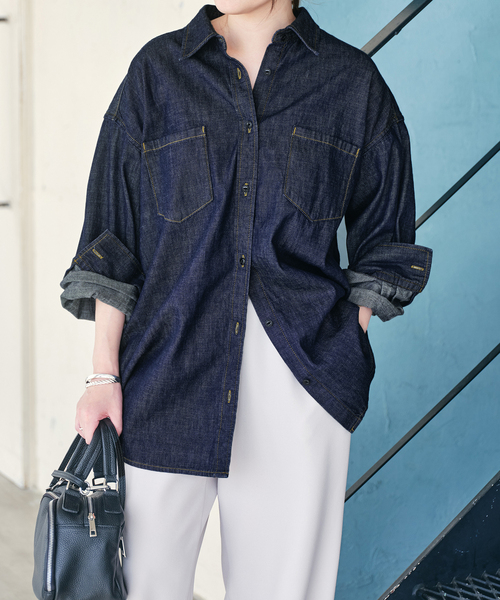 JOURNAL STANDARD(ジャーナルスタンダード)の「《追加4》ライトオンスデニムシャツ(シャツ/ブラウス・レディース・ネイビー/ブルー系その他・FREE)」の11枚目の写真