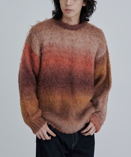 coen(コーエン)の「TOWNCRAFT(タウンクラフト)別注グラデーションシャギーニット(ニット/セーター・メンズ・ダークグレー/オレンジ・M/L)」の1枚目の写真