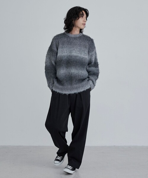 coen(コーエン)の「TOWNCRAFT(タウンクラフト)別注グラデーションシャギーニット(ニット/セーター・メンズ・ダークグレー/オレンジ・M/L)」の8枚目の写真