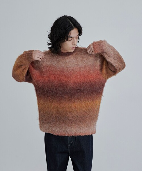 coen(コーエン)の「TOWNCRAFT(タウンクラフト)別注グラデーションシャギーニット(ニット/セーター・メンズ・ダークグレー/オレンジ・M/L)」の9枚目の写真