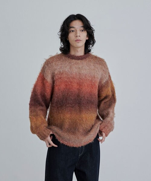 coen(コーエン)の「TOWNCRAFT(タウンクラフト)別注グラデーションシャギーニット(ニット/セーター・メンズ・ダークグレー/オレンジ・M/L)」の13枚目の写真