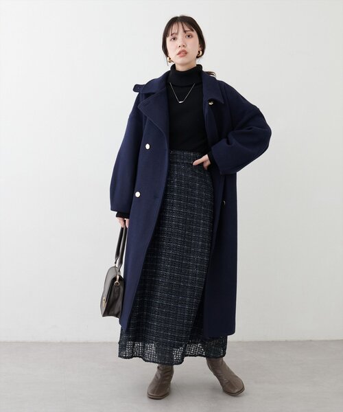 natural couture(ナチュラルクチュール)の「シアー格子柄フレアスカート(スカート・レディース・アイボリー/ブラック・FREE)」の13枚目の写真