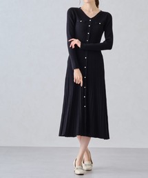 ■2024秋冬新作■ラメ配色Aラインニットワンピース/MM447401