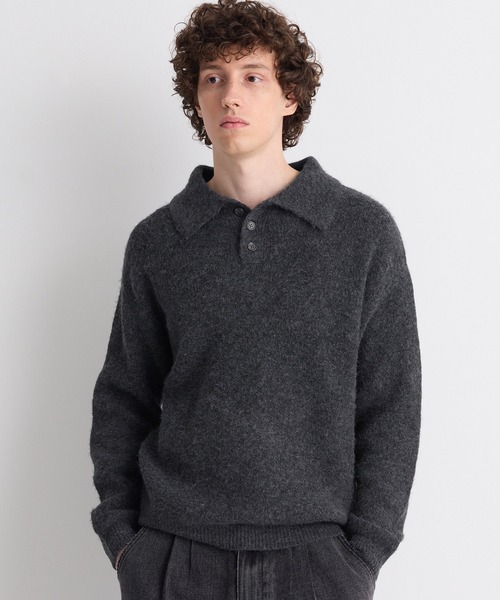 coca(coca)(コカ)の「モヘヤ風ポロネックニットトップス(ニット/セーター・メンズ・チャコール/ライトグレー・L/XL/M)」の2枚目の写真