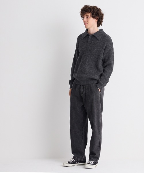 coca(coca)(コカ)の「モヘヤ風ポロネックニットトップス(ニット/セーター・メンズ・チャコール/ライトグレー・L/XL/M)」の8枚目の写真