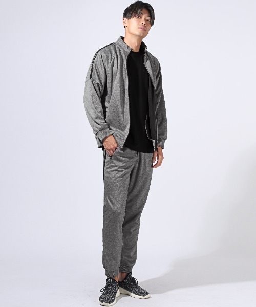 LUXSTYLE（ラグスタイル）の「2本ラインジップポケットジョガーパンツ（スウェットパンツ・メンズ・ブラックミックス/杢グレー/ブラック・M/L/XL）」の7枚目の写真