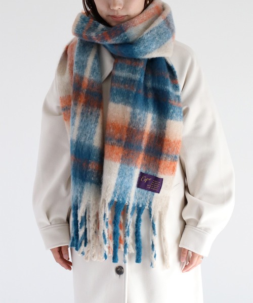 cepo（セポ）の「バルキーチェックマフラー（マフラー・レディース・オフホワイト/ブラック・FREE）」の2枚目の写真