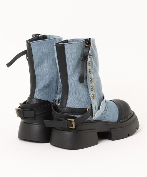 shoes365(シューズスリーシックスファイヴ)の「【shoes365】ブリティッシュスタイル厚底ブーツ(ブーツ・レディース・ブルー/ブラック/グリーン・22.5cm/23.0cm/23.5cm/24.0cm/24.5cm/25.0cm)」の4枚目の写真